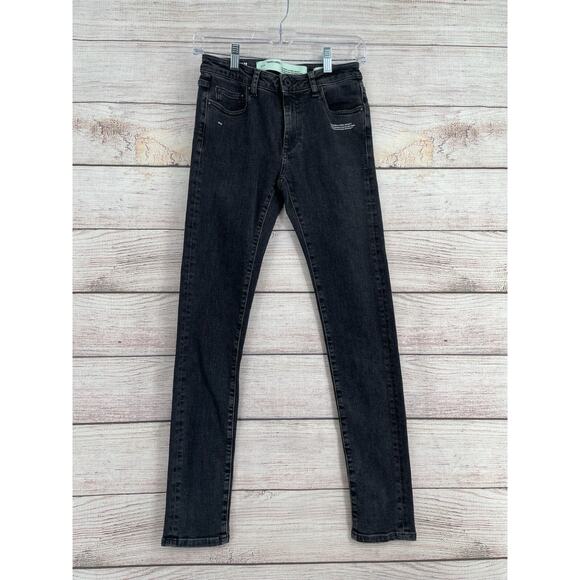 Off White Main Label Virgil Abloh Skinny Jeans Women's 26‎ Black Made in Italy - Picture 1 of 13